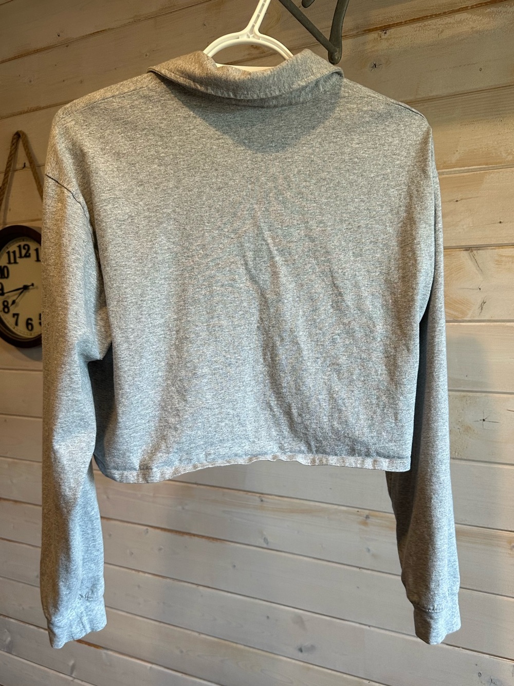 Sunday Best | Grey Cropped Polo Long Sleeve - Picture 5 of 6